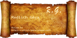 Redlich Géza névjegykártya